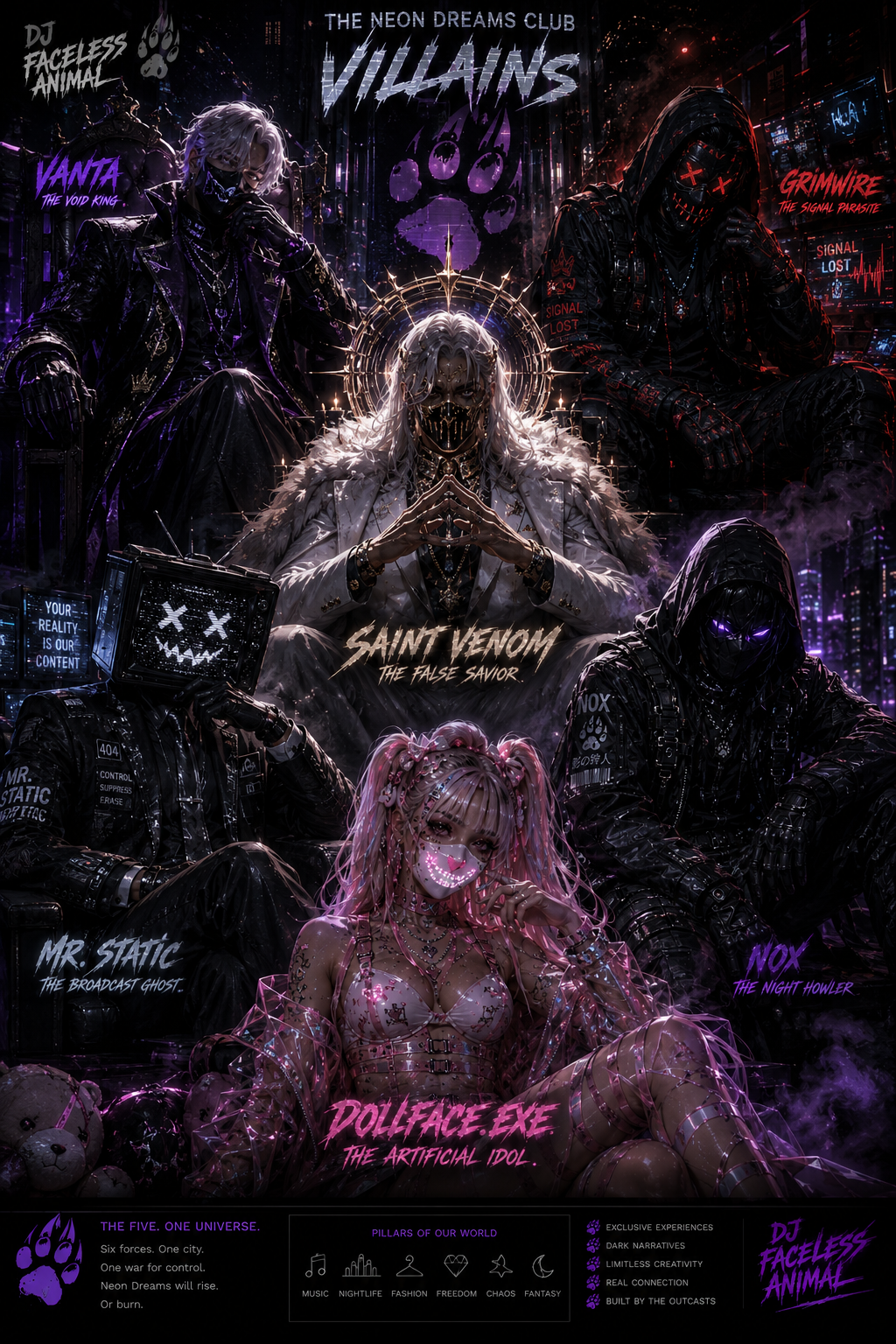 Neon Dreams Club villain artwork